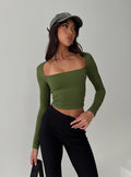 Back In Time Long Sleeve Top Olive