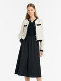 Pre-Order Contrast Trim Cardigan And Vest Dress Two-Piece Set