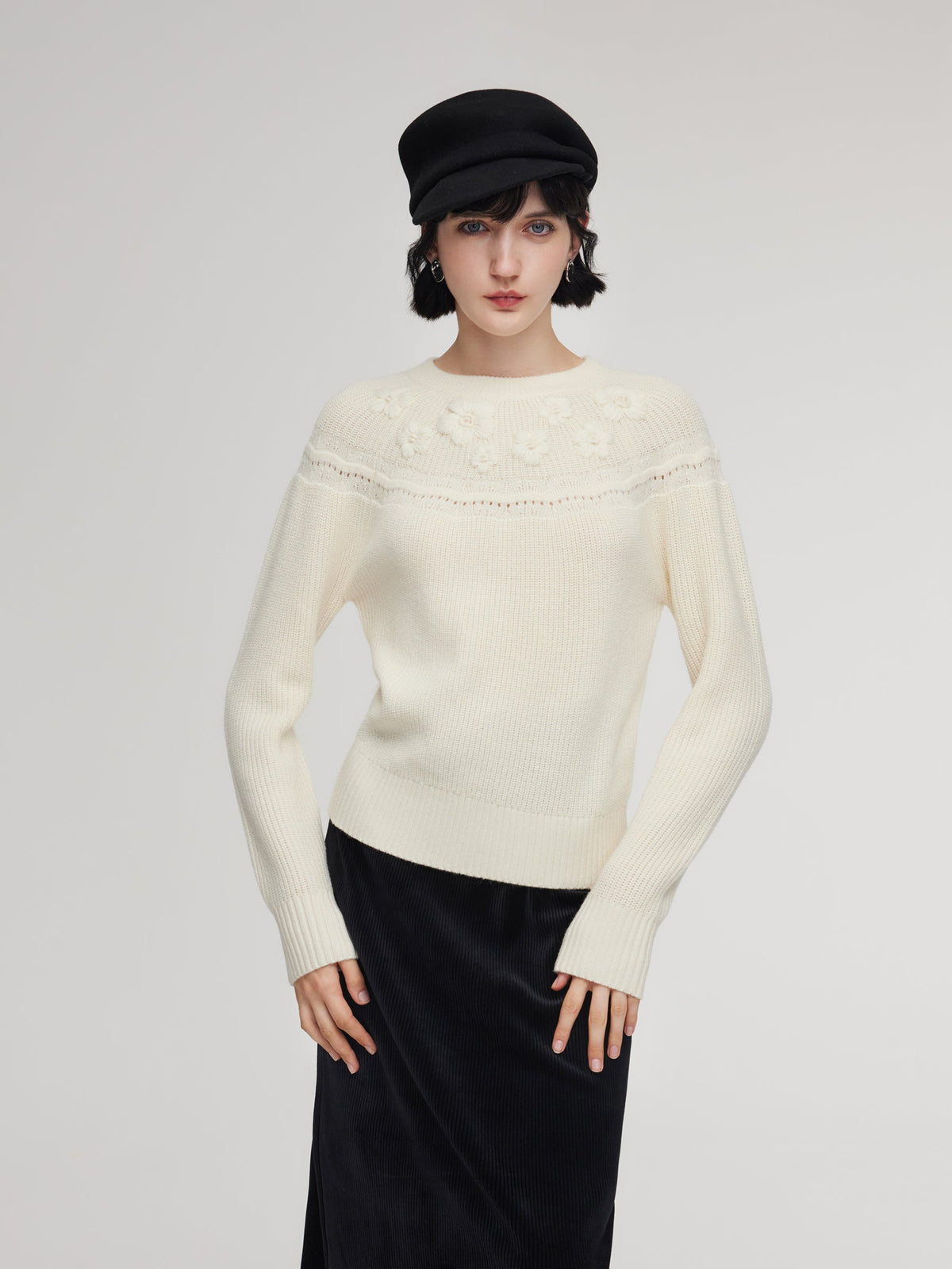 Wool Blend Embroidered Women Sweater