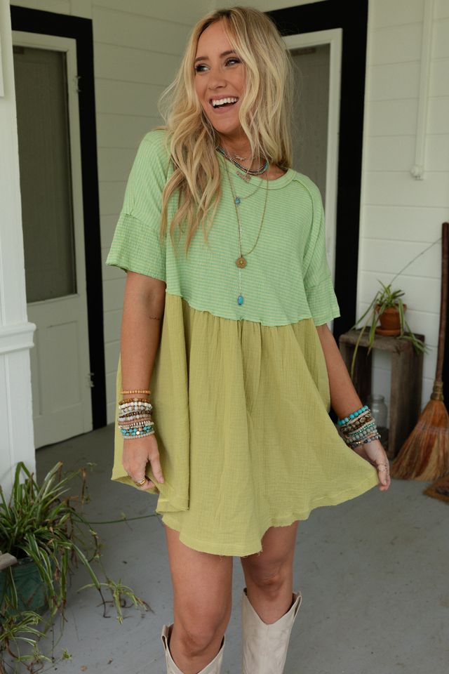 The Nest Budding Beauty Tunic Dress - Kiwi - Pre Order