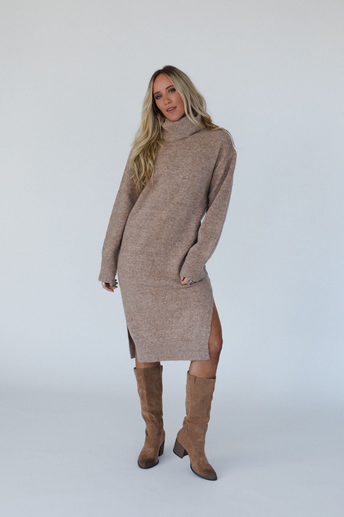 Rustic Grace Sweater Dress - Latte - Pre Order