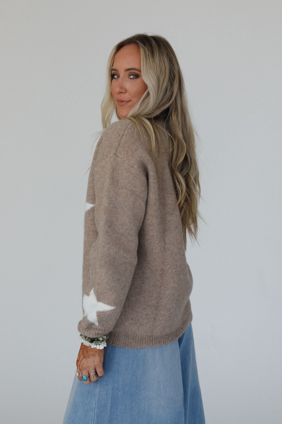Corrine Star Print Sweater - Latte