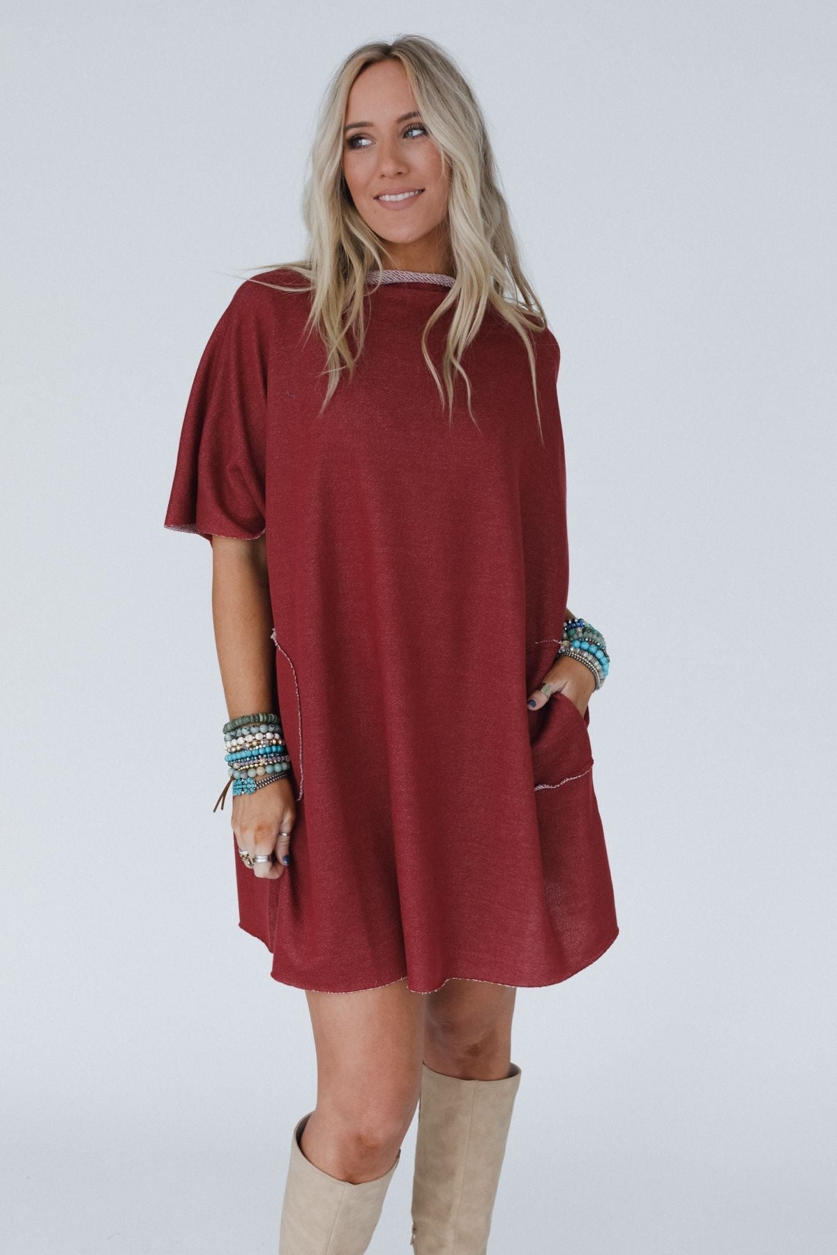 The Nest Laid Back Luxe Dress - Marsala - Pre Order