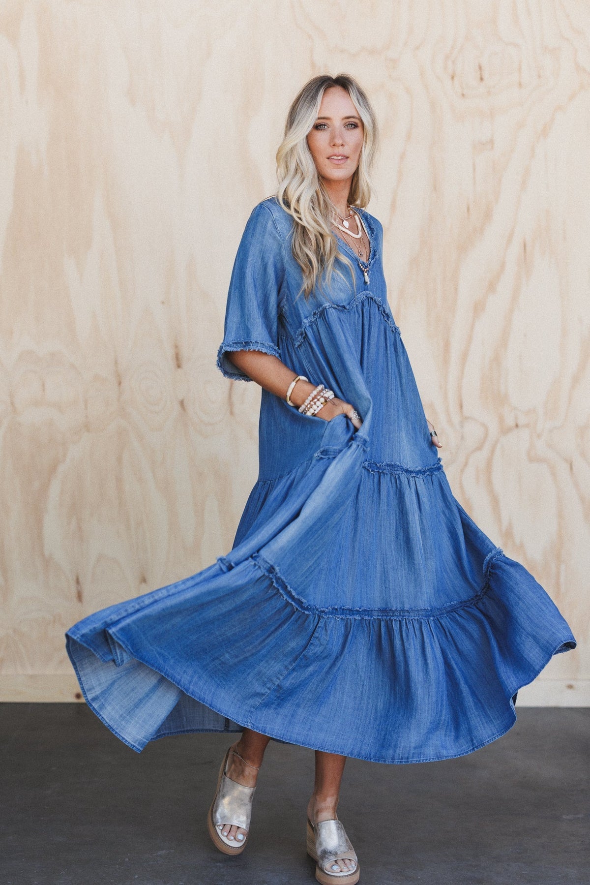Fiona Tiered Maxi Dress - Dark Denim - Pre Order