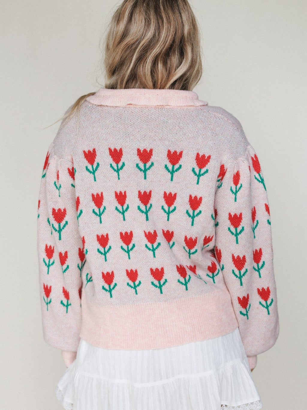 Sweet Petals Cardigan  - Pink Red