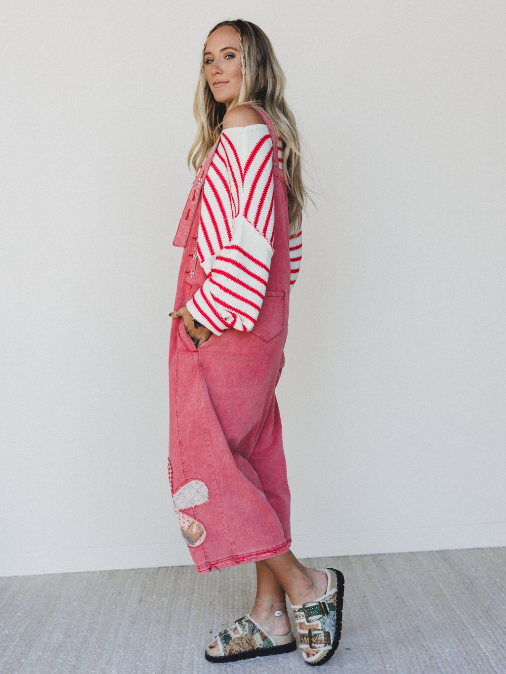 All My Stripes Oversized Sweater - Red
