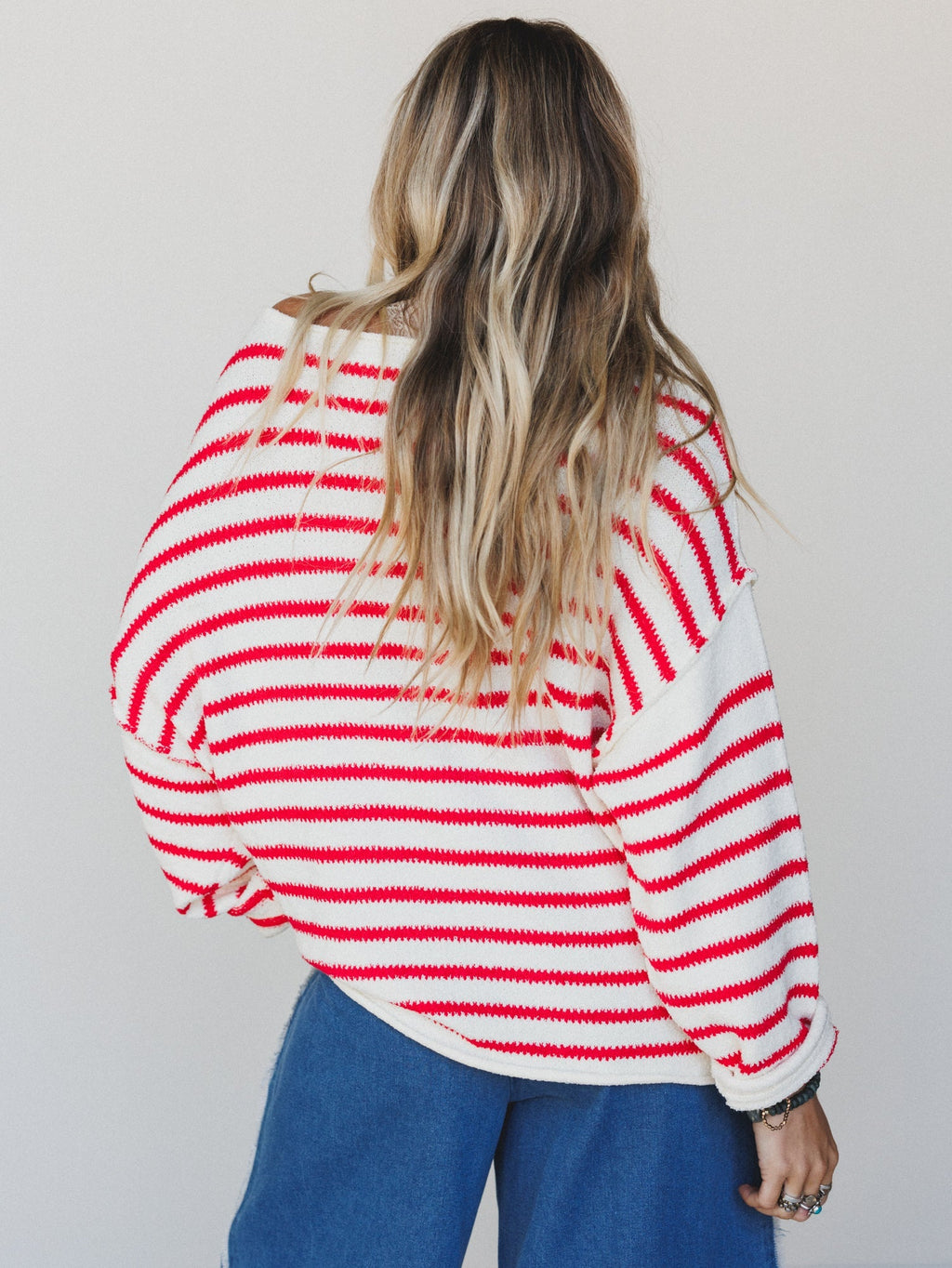 All My Stripes Oversized Sweater - Red
