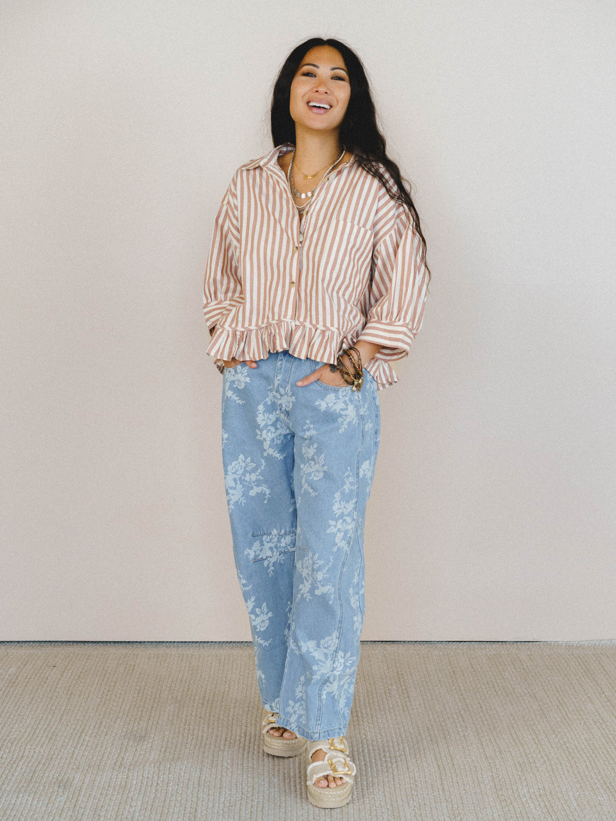 Go Time Blouse - Ivory Rust