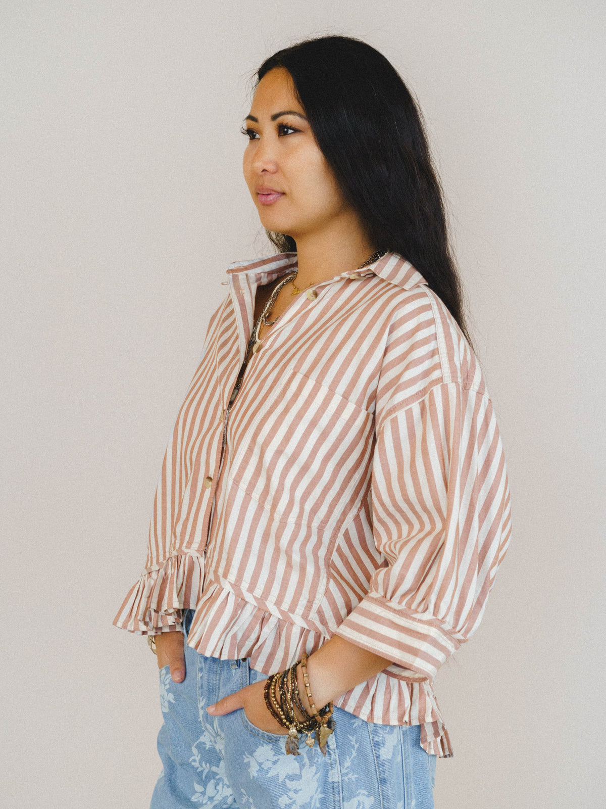 Go Time Blouse - Ivory Rust