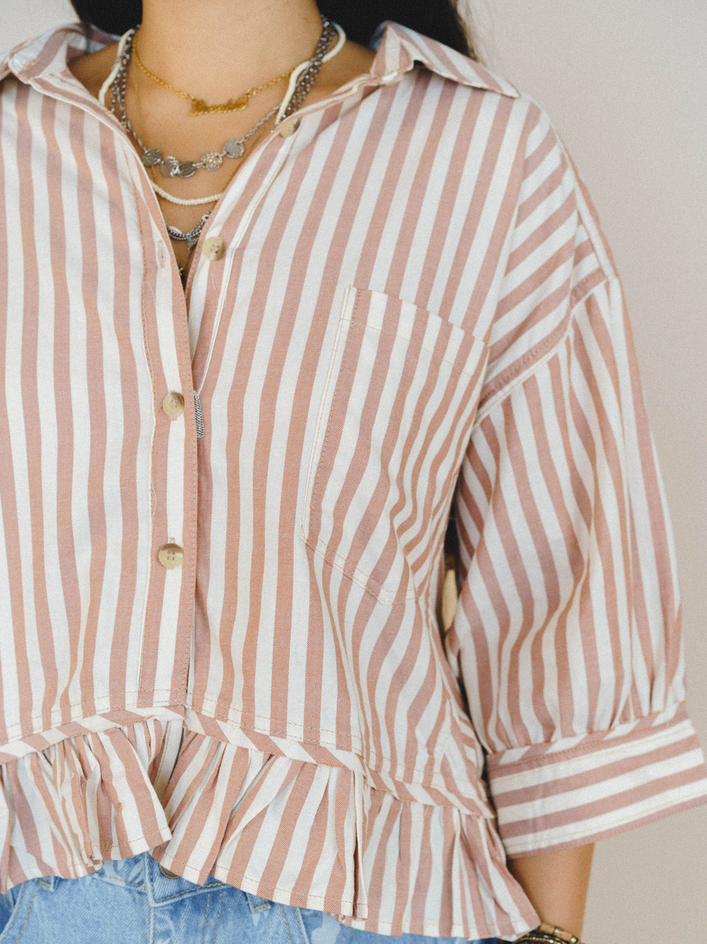 Go Time Blouse - Ivory Rust