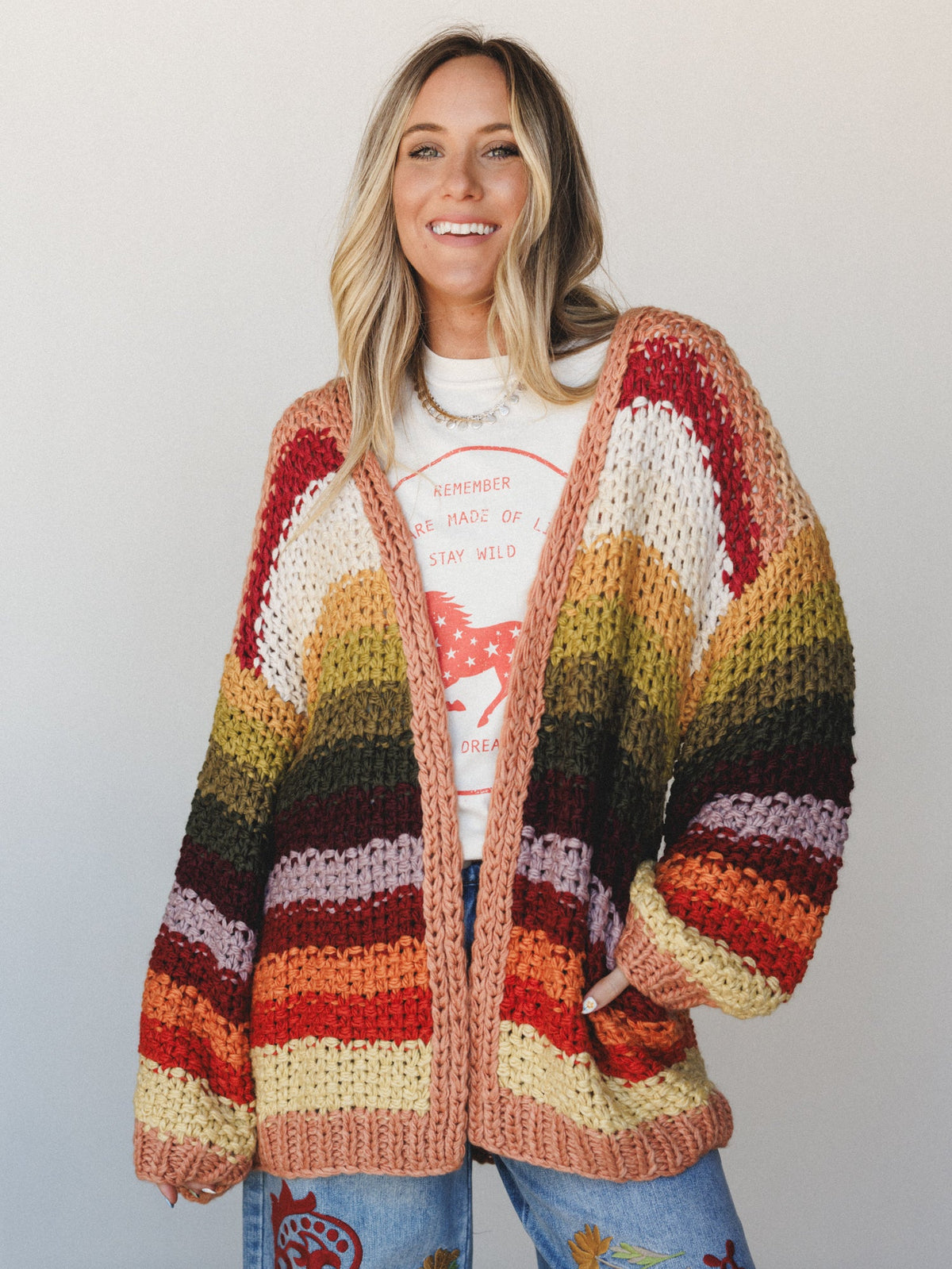 Wrapped up in Color Knit Cardigan - Autumn Leaves