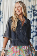 Saddle Up Style Denim Top - Gray Denim