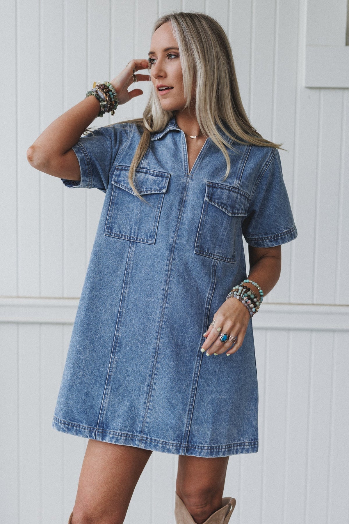 Retro Soul Denim Dress - Denim - Pre Order