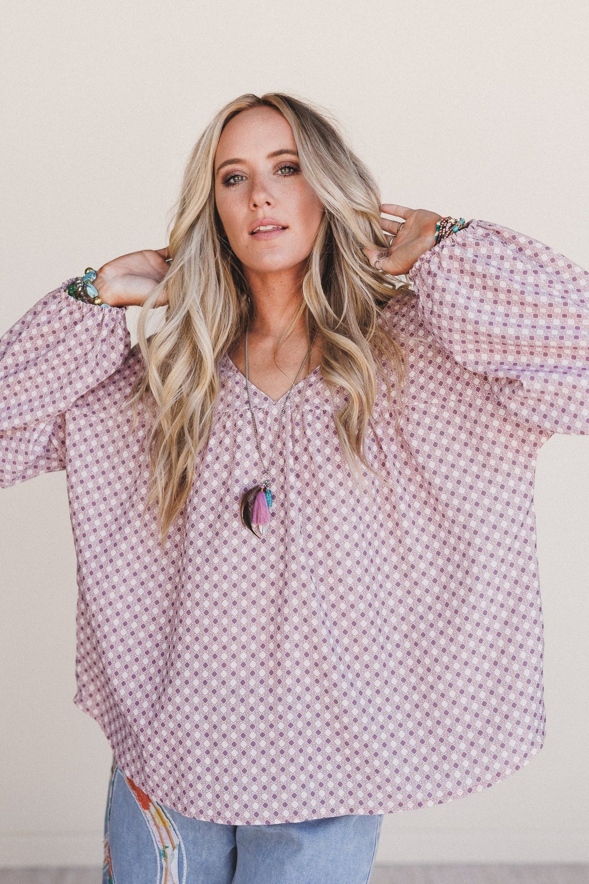 The Nest Kendrix Printed Top - Rose
