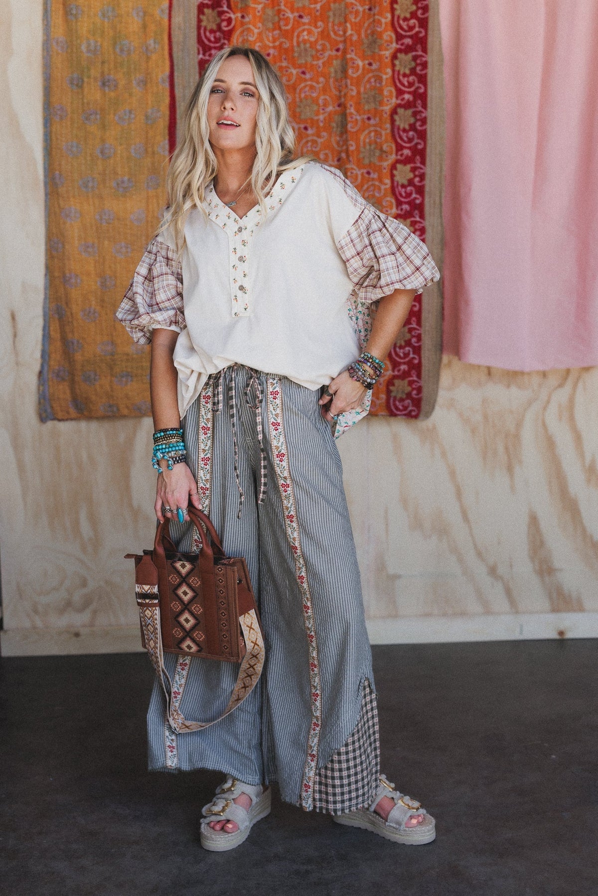 Wild Chamomile Bubble Sleeve Top - Natural