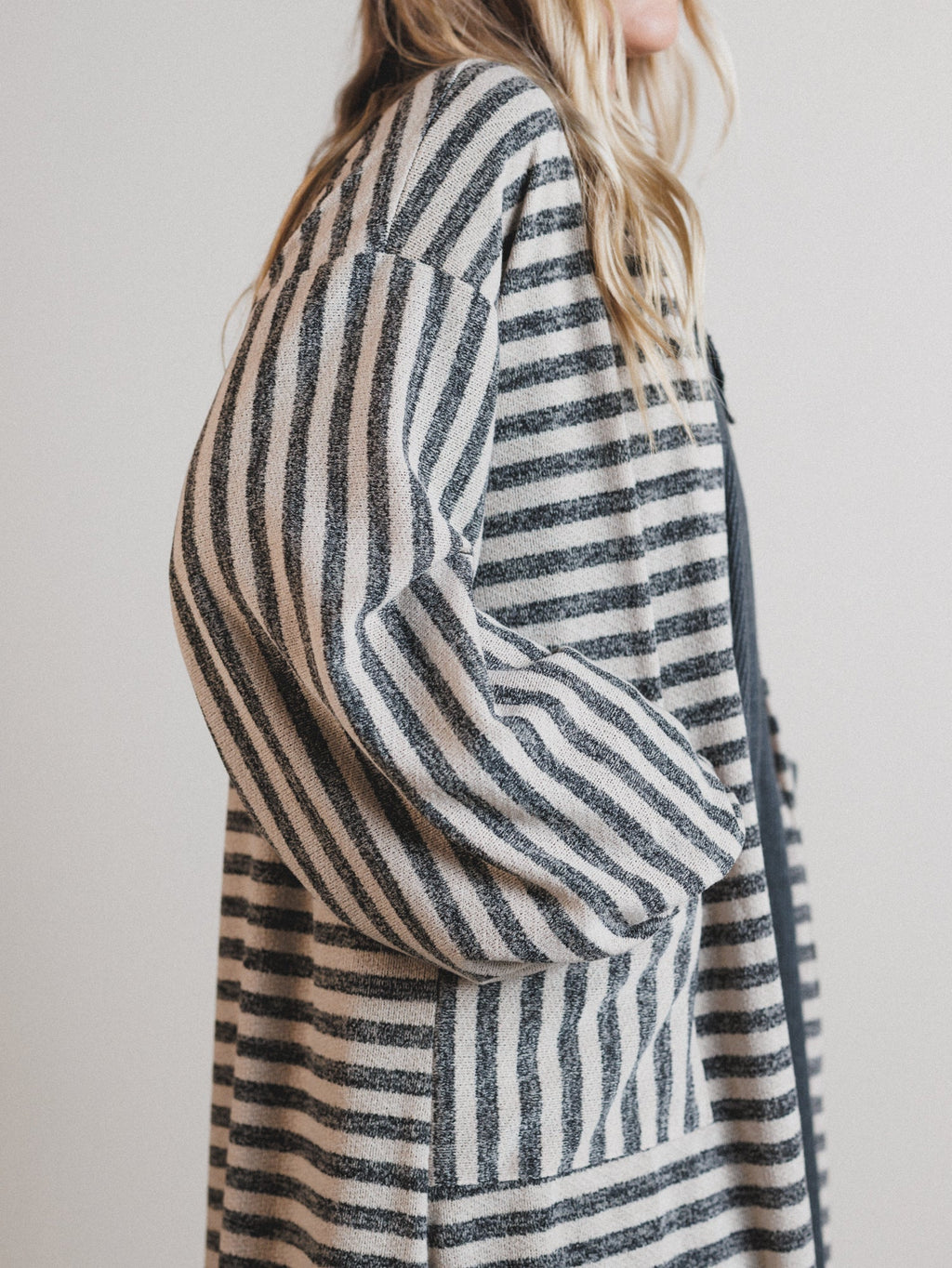The Nest Endless Love Cuff Sleeve Cardigan - Taupe Black