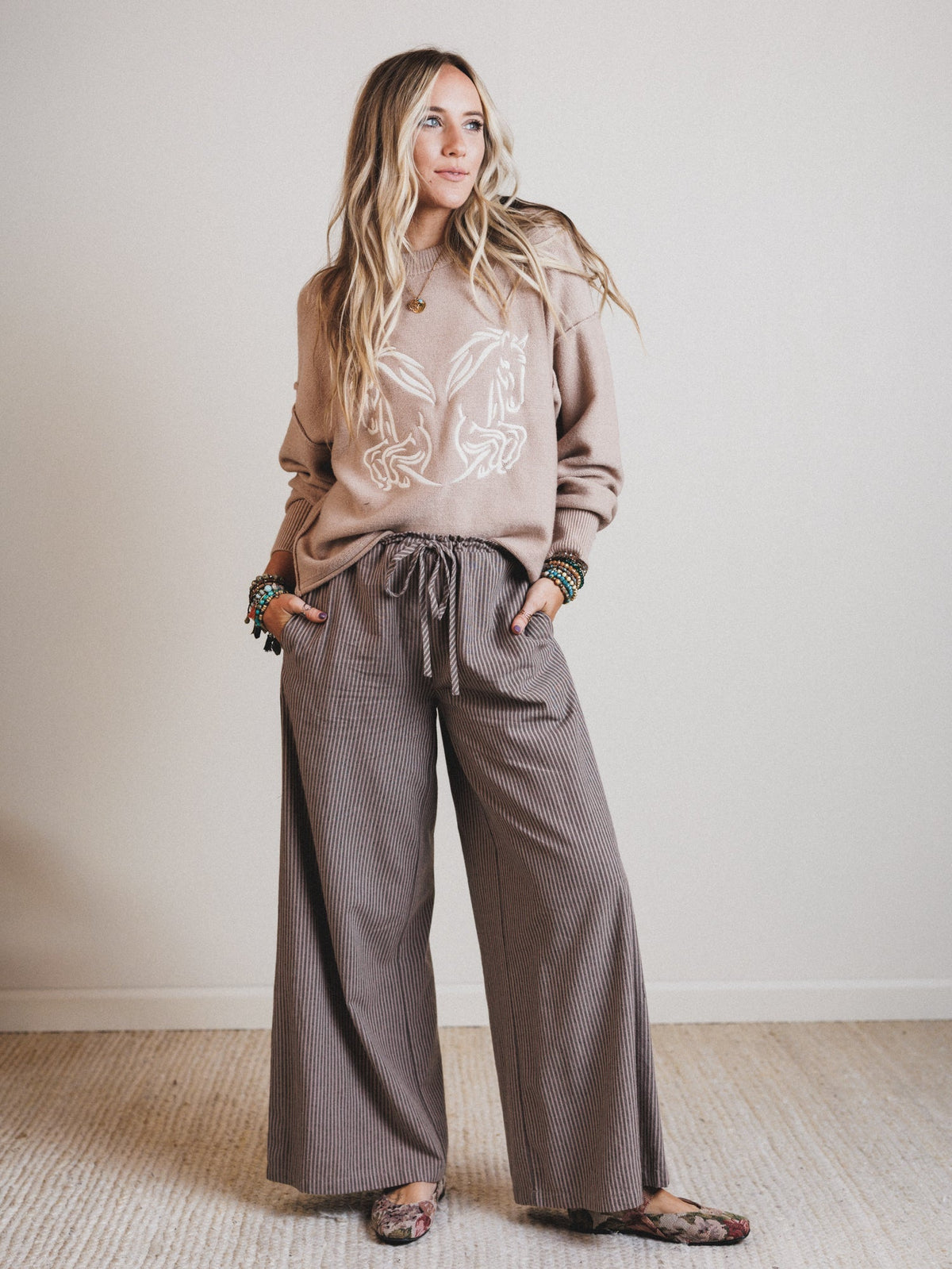 Wild Child Horses Sweater - Sand