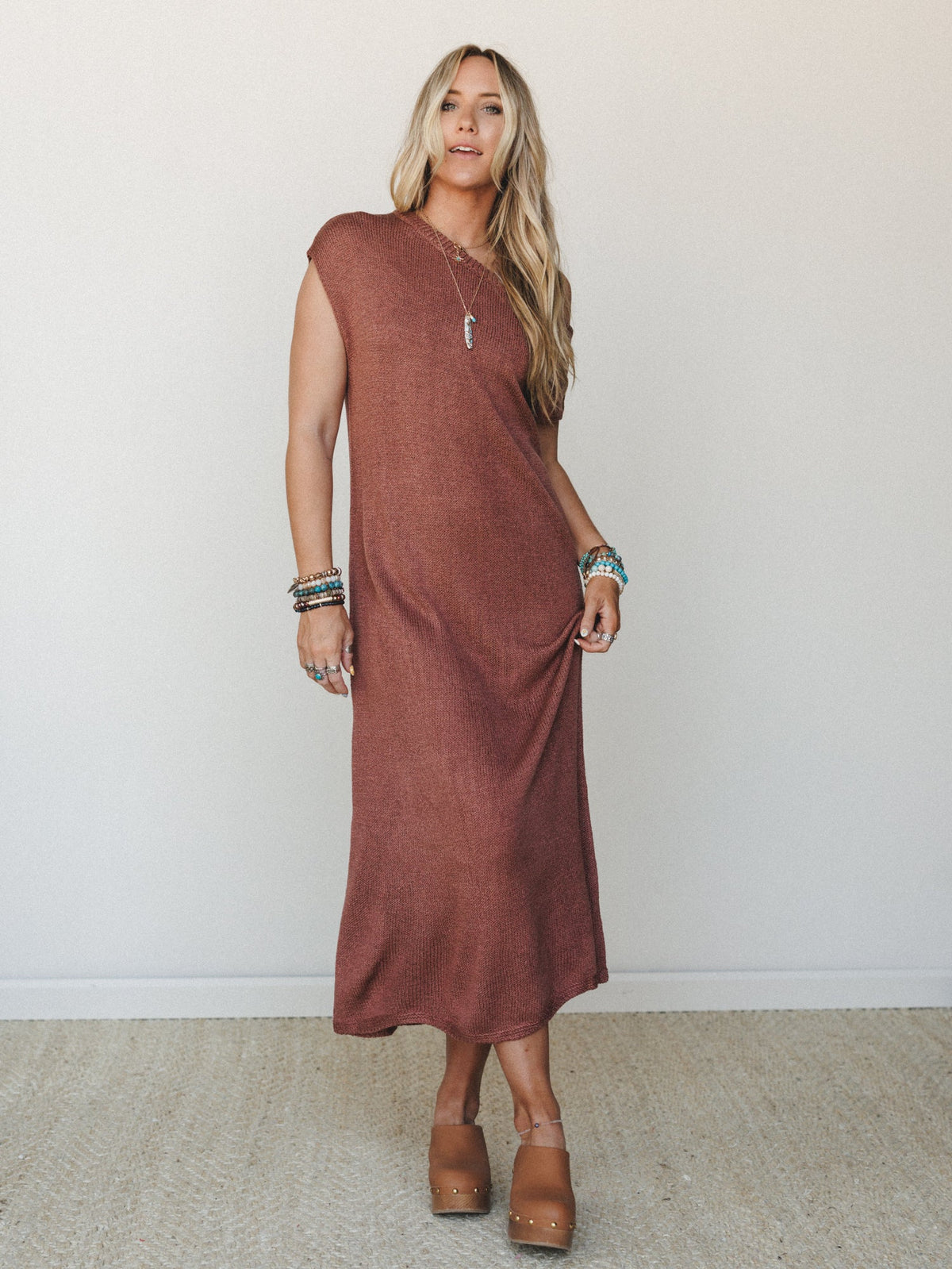 Night Walks Dress - Rust