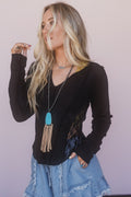 Caia Long Sleeve Lace Top - Black