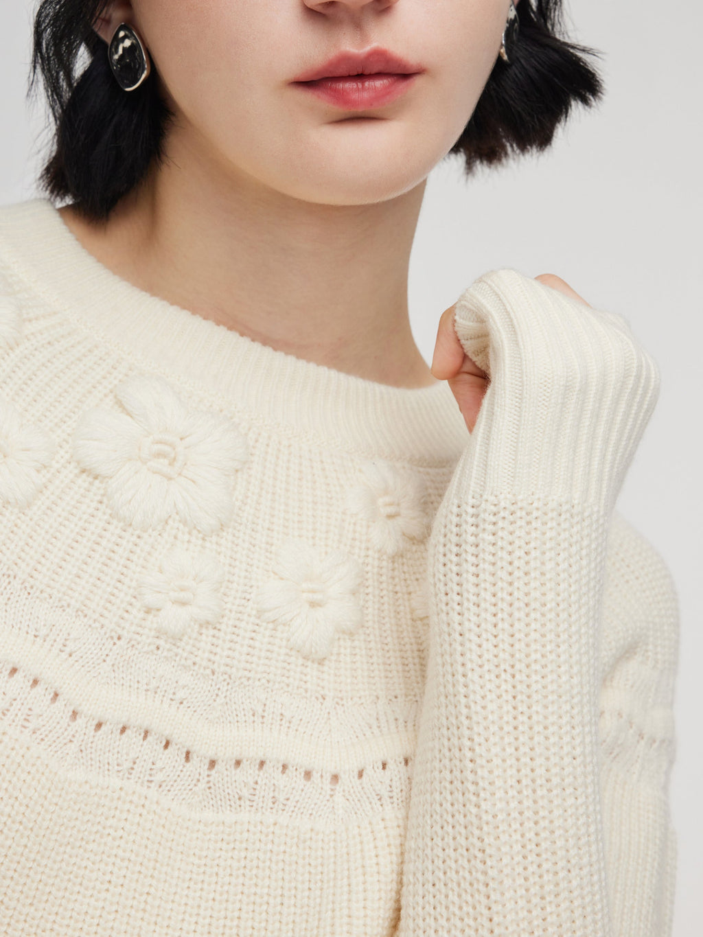 Wool Blend Embroidered Women Sweater