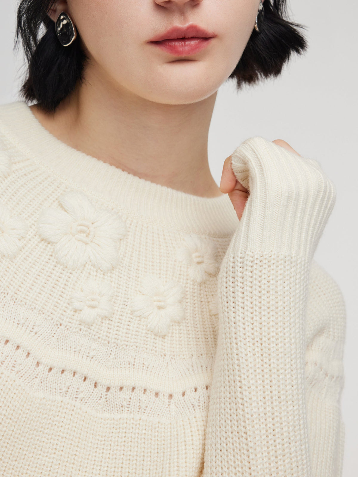 Wool Blend Embroidered Women Sweater