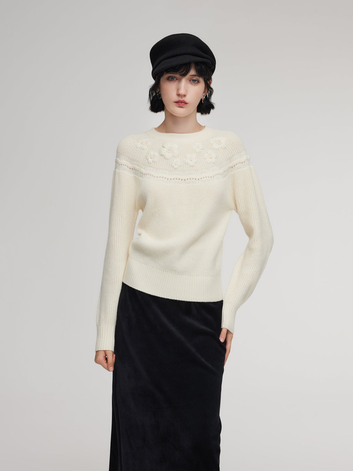 Wool Blend Embroidered Women Sweater