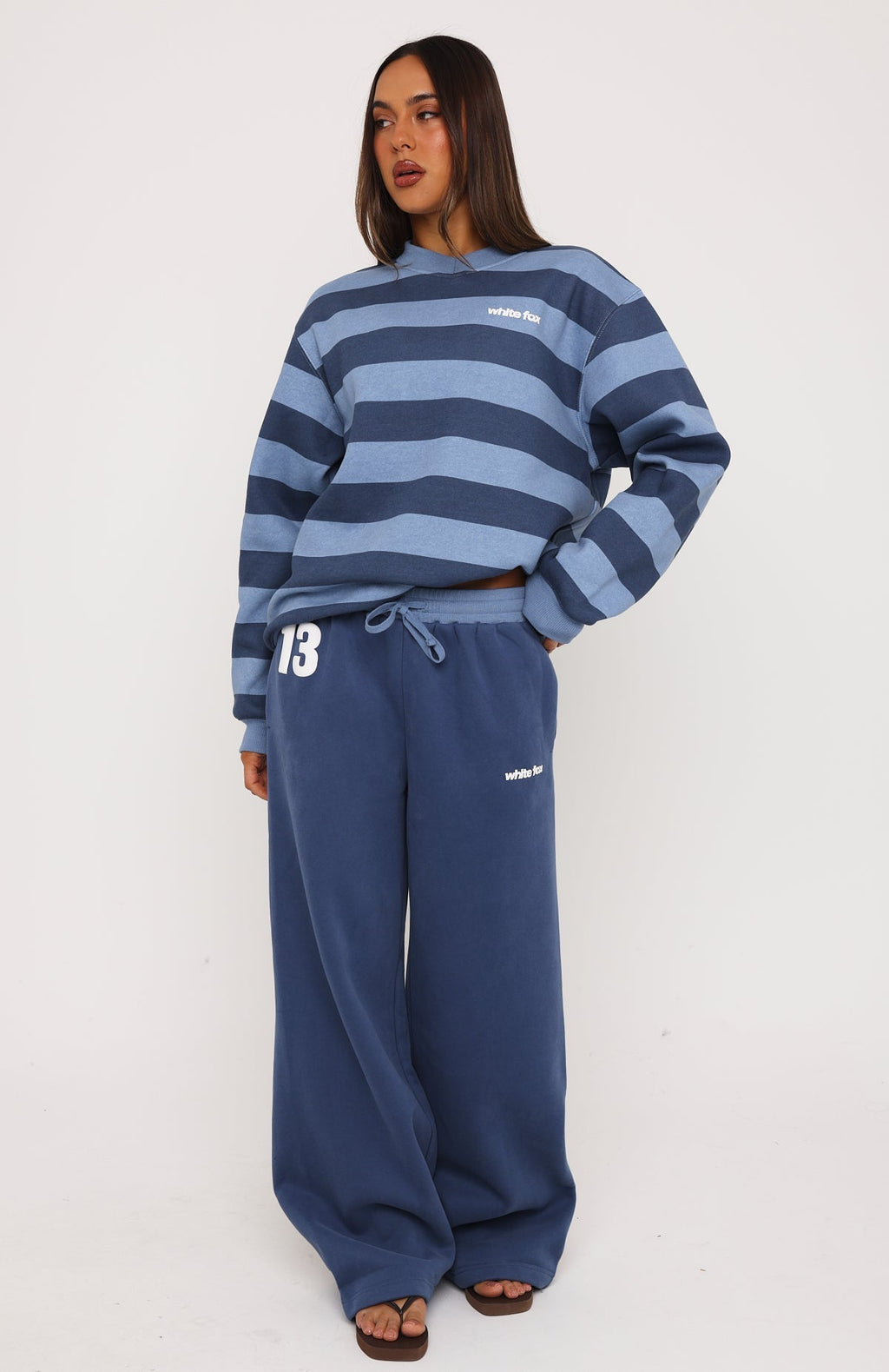 Before It's Too Late V Neck Oversized Sweater Navy/Blue