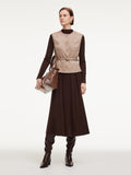 Faux Suede Vest And Knit Dress Two-Piece Set With Belt