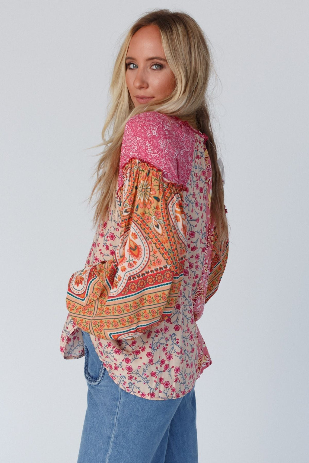 Danielle Mixed Floral Printed Top - Pink