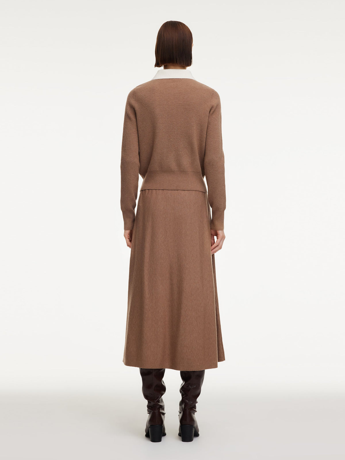 Faux-Layered Knit Top And Skirt Two-Piece Set