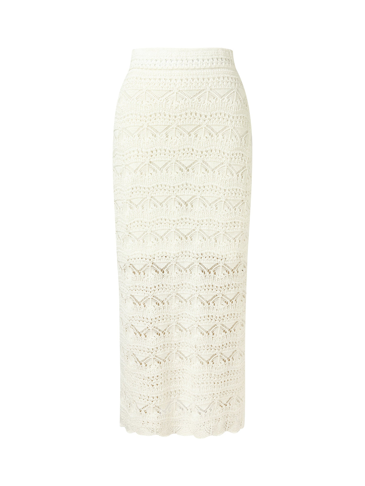 Linen Cotton Blend Women Side Slit Openwork Skirt