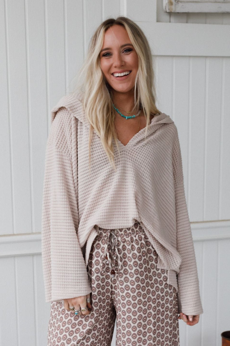 The Nest Serene Textured Top - Oatmeal