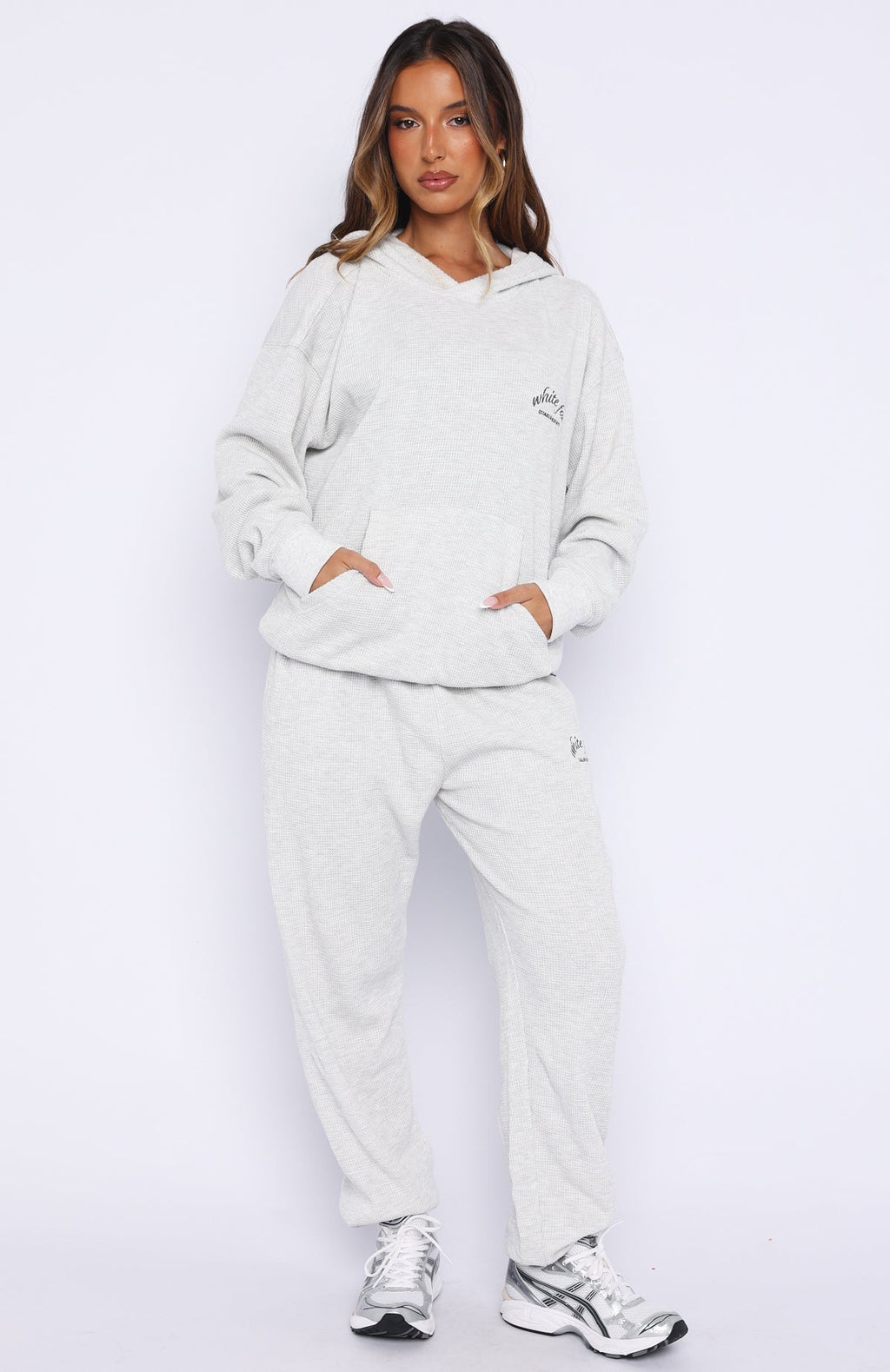 Moving Out Waffle Oversized Hoodie Light Grey Marle