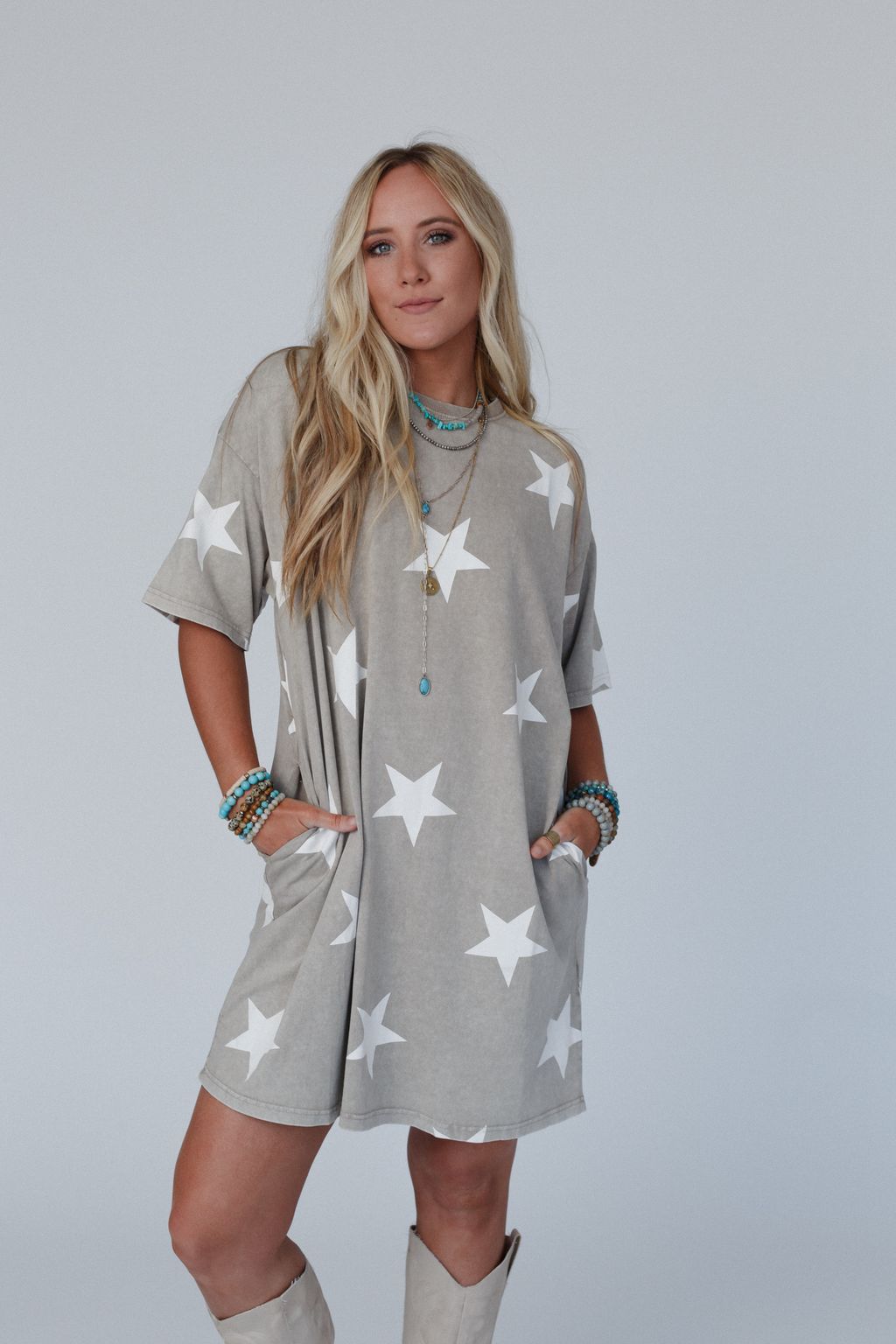 Star Power Tee Dress - Mushroom - Pre Order